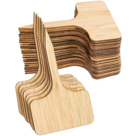 Étiquettes de jardin - Type T - En peuplier imperméable - 50 pièces - 6x10 cm (1/4)