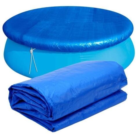 Couvre-piscine - Bâche ronde 395 cm - Tissu 420D - Résistant aux UV - Installation facile (1/4)