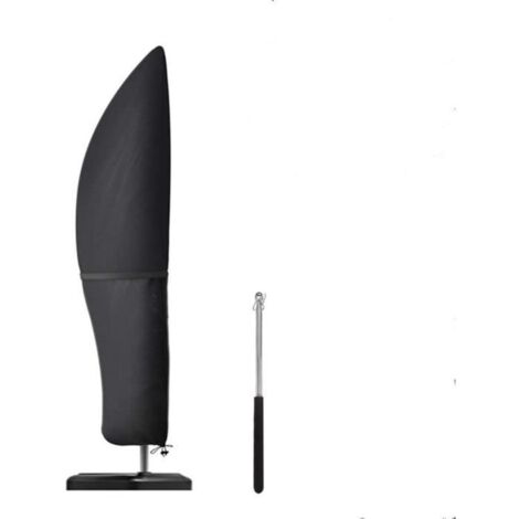 Housse de parasol avec tige télescopique, en tissu Oxford 420D résistant aux déchirures, Noir, 265x50-70-40 cm, Réf. A546 (1/4)