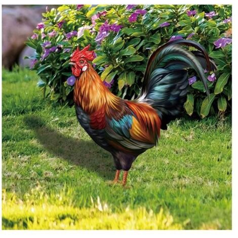 Figurine de Coq Décorative - Ornement de Jardin en Acrylique - Imperméable - Durable - Décoration d'Extérieur (1/4)