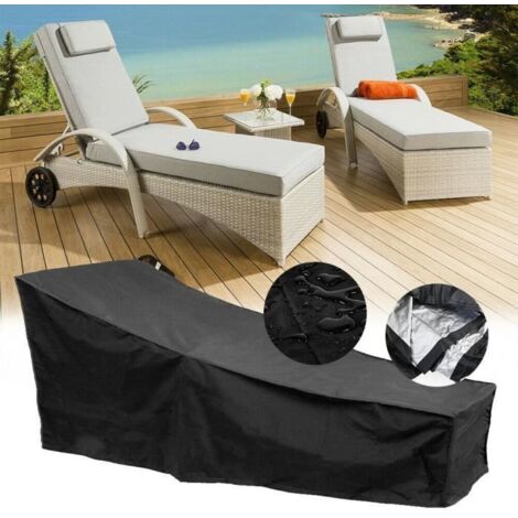 Housse de transat - Noir - 210x75x80x40cm - Imperméable - Anti-UV - Résistante à la déchirure (1/4)