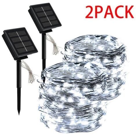 Guirlande solaire 2 pièces blanc 5 mètres 50 LED - étanche - décoration d'extérieur - idéale (1/4)