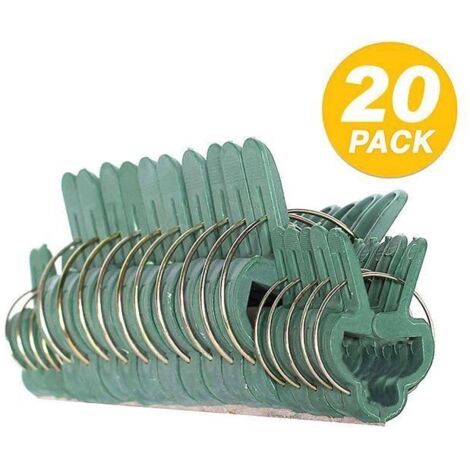 Clip de fixation pour plantes - Camio - 20 pièces - plastique et fil de fer galvanisé - vert (1/4)
