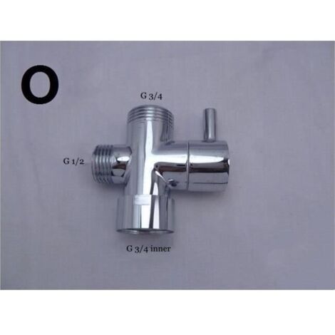 Robinet vanne, déviateur d'eau à trois voies, adaptateur en T, raccord de douche, connecteur pour bidet de toilette - Type OA (1/4)