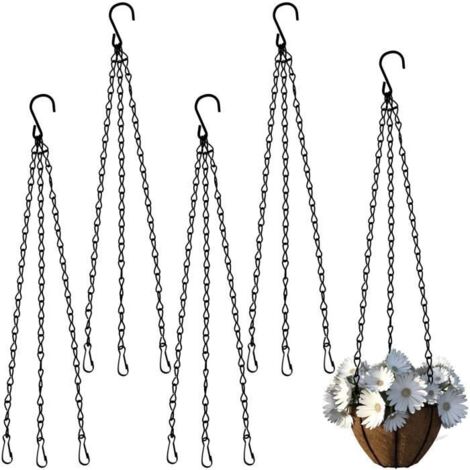 Chaîne de Panier Suspendu - Métal - Noir - 40 cm - Fer Résistant - Décoration de Jardin (1/4)