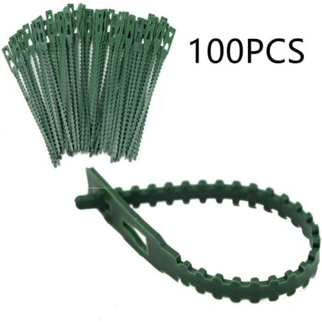 Attaches pour plantes - Clips robustes pour petites et grandes pousses - Lot de 100 - Longueur 17 cm - Vert (1/4)