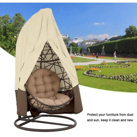 Housse de Protection pour Salon de Jardin - Chaise en Osier, Balançoire, Panier Suspendu - Couverture Étanche et Anti-Poussière - Be (1/4)