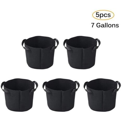 5 pièces Pots de Pépinière, Sacs pour Arbres Fruitiers, Plantes de Jardin, Pots de Fleurs Respirants en Non-Tissé pour Serre - 7 Gal (1/4)