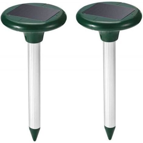 Lot de 2 répulsifs solaires anti-taupes à ultrasons, imperméables, pour éloigner taupes, rats, souris et serpents. (1/4)