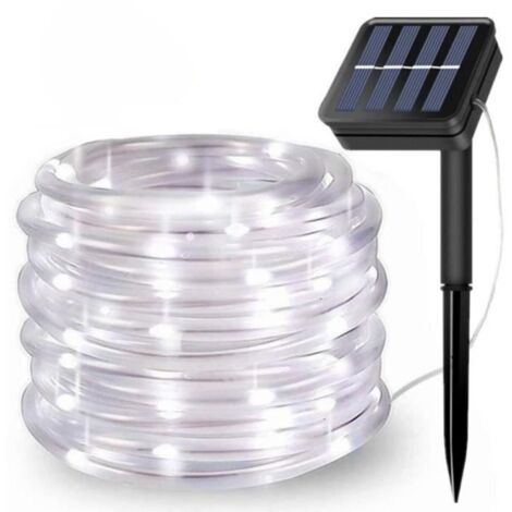 Guirlande solaire étanche - 100 LEDs - 12 mètres - Lumière blanc chaud (1/4)