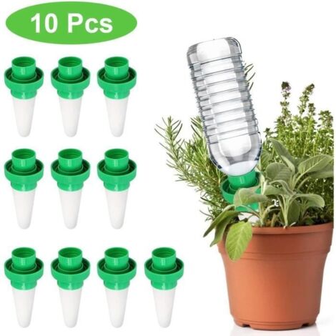 10 Pack Arroseurs Automatiques pour Plantes - Pots en Céramique - Système d'Irrigation Goutte à Goutte pour Vacances (1/4)