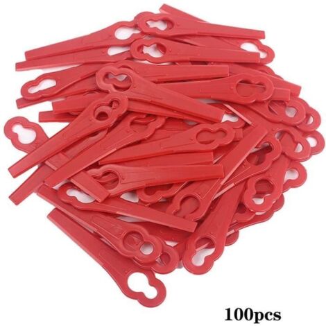 100 pièces de lames de rechange en plastique, lames de bordure en plastique, lames en plastique pour tondeuse sans fil pour jardins. (1/4)