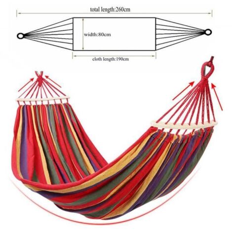 Hamac double en toile rouge 260 x 80 cm avec support - Marque - Modèle - Adulte