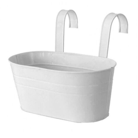 Crochet double amovible en fer coloré, pour pots de fleurs, paniers à plantes et décoration de jardin - Réf. WHITE-DRFT4807 (1/4)