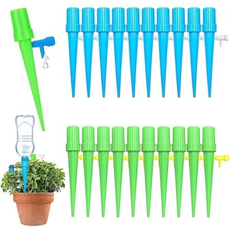 20 pièces d'arrosage goutte à goutte automatique réglable pour plantes d'intérieur, système d'irrigation avec bouteille pour pots. (1/4)