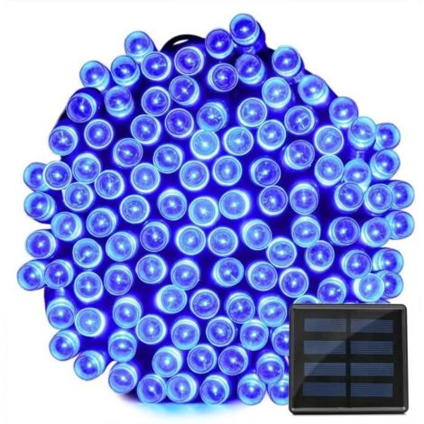 Beroïca 22 mètres de guirlande lumineuse extérieure solaire LED étanche à piles, guinguette Bleu 200 LED 8 Modes Décoratifs. (1/4)