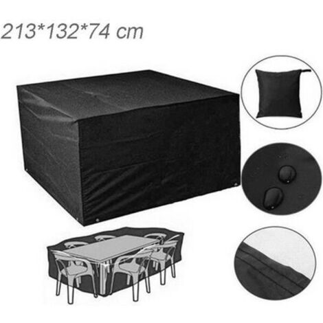 Housse de protection pour salon de jardin Leadgoods® - Noir - 213x132x74 cm (1/4)