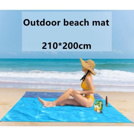 Tapis de Plage Portable - Imperméable et Anti-Sable - 210 x 200 cm - Fourni avec Sac (1/4)