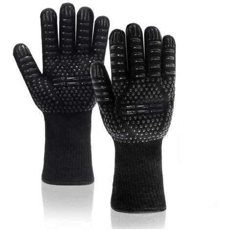 Gants de barbecue en silicone écologique, résistants à la chaleur jusqu'à 800°C, antidérapants (1 paire). (1/4)