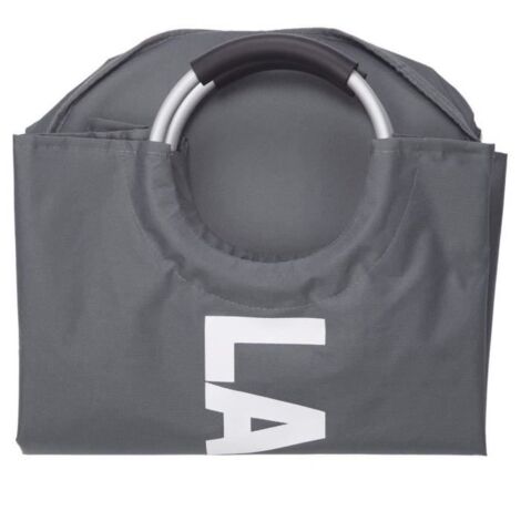 1 Paquet de Panier à Linge Pliable Durable en Tissu Oxford, Grand Sac de Lavage Étanche avec Poignées - Gris (1/4)