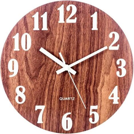 Horloge murale vintage silencieuse VIPITH, sans tic-tac, éclaire dans le noir, diamètre 30 cm - petite empreinte (1/4)
