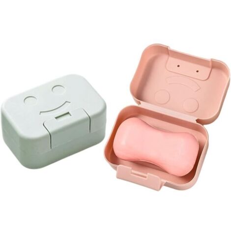 Boîte à savon de voyage, étui en plastique avec couvercle, portable pour salle de bain ou lavabo. (1/4)
