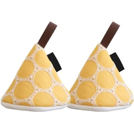 Gants de four - Sans marque - Lot de 2 - Résistants à la chaleur - Coton et denim - Jaune (1/4)