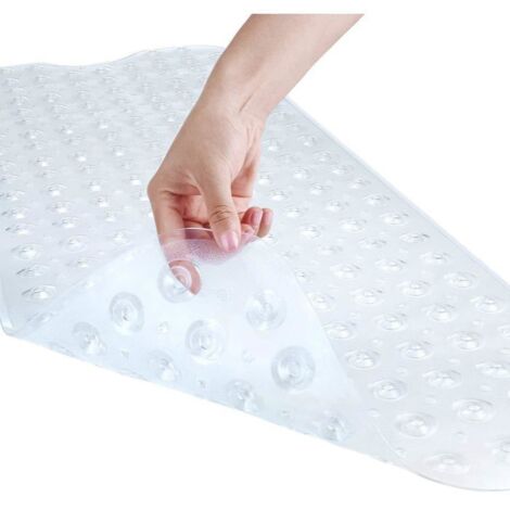 Tapis de bain antidérapant extra-large avec ventouses (40 x 16 pouces), transparent (1/5)