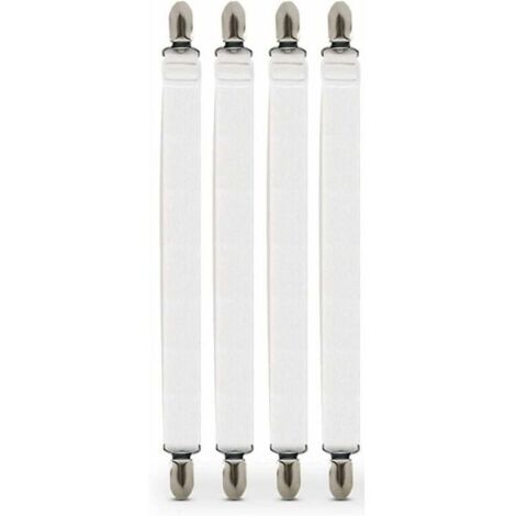 Sangles pour drap-housse - OKUMGGYJ - 4 pièces - Réglables - Avec clips métalliques - En nylon élastique (1/5)