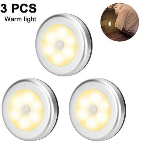 Lot de 3 lampes à détecteur de mouvement, veilleuse LED sur piles, lampe adhésive pour placard, lampe d'escalier (1/5)
