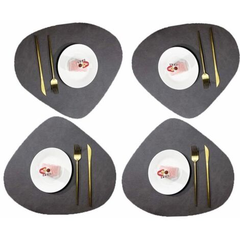 Sets de table en cuir - Ronds - Lavables - Antidérapants - 4 pièces (1/5)