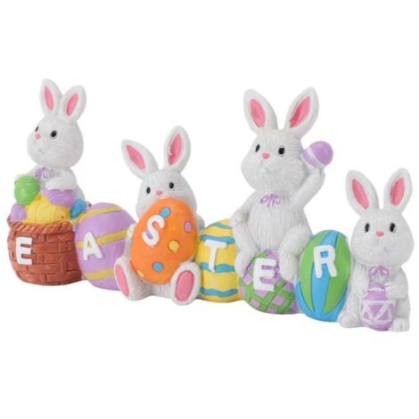 Décoration de Pâques en résine - Lapin Ulisem - Peint à la main - Multicolore (1/5)