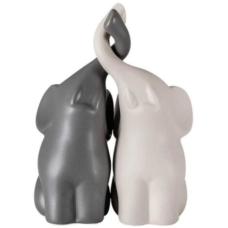 Statue - Éléphant Magnétique - Figurine Céramique pour Couples - Bureau - 11x15 cm (1/4)
