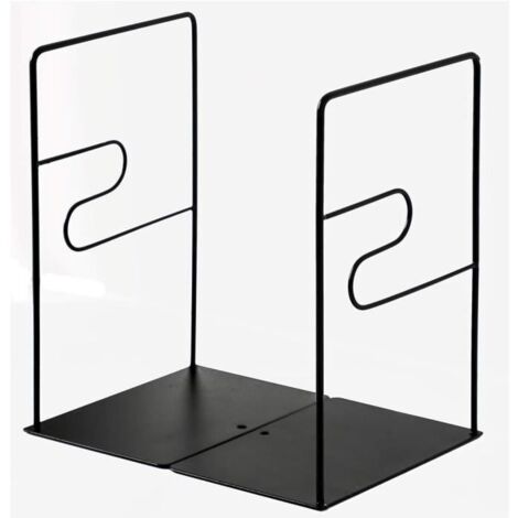 Serre-livres - Stylo - Design minimaliste - Métal noir - Réglable - 21x20x15cm (1/4)