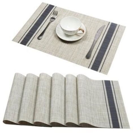 Set de table - ZGEER - Lot de 6 - Lavable - Antidérapant - Résistant à la chaleur 80°C - Gris - SET DE TABLE (1/4)