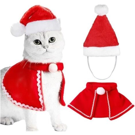 Costume de Noël - 2 Pièces - Bonnet et Cape Réglable en Coton Rouge (1/4)