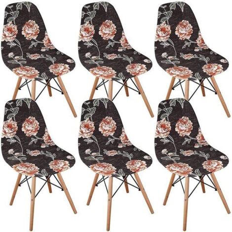 6 Housses de Chaise Scandinaves Extensibles pour Salle à Manger (Rose Brun) (1/5)