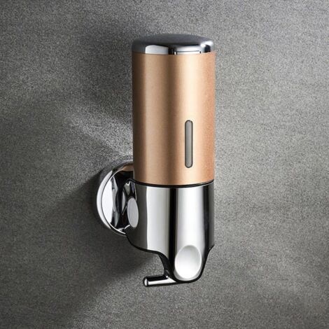 Distributeur mural de savon - OKUMGGYJ - 450 ml - ABS et silicone - Couleur or - Facile à utiliser (1/4)
