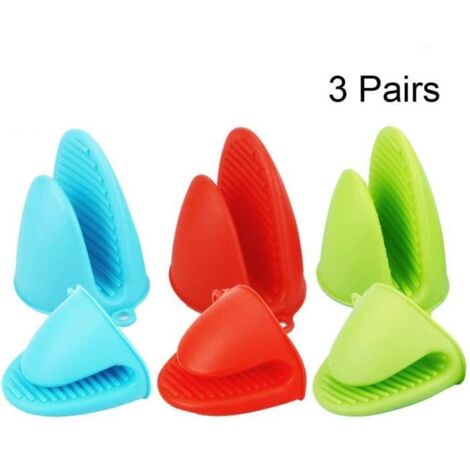 6 Paires de Gants de Cuisine en Silicone, Maniques pour Casseroles, Gants de Four Mini Résistants à la Chaleur (1/4)