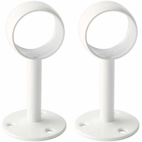 Support de tringle à rideaux pour fixation au plafond, avec vis en acier inoxydable blanc brillant, lot de 2 pièces. (1/5)