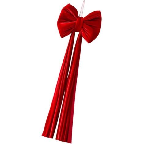 Décoration de Noël en velours MICH - Forme d'arc rouge - 43,31x15,75 pouces - Longues banderoles - Installation facile (1/5)