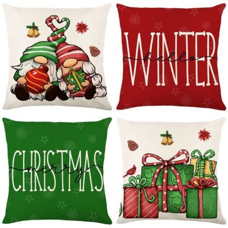 Housse de Coussin Nanapé - Noël - 45 x 45 cm - Lot de 4 - Coton Lin Écologique (1/4)