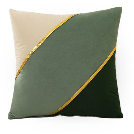 Housse de coussin de dossier - Lot de 2 housses en velours doux 45 x 45 cm, vert lac, décoratives pour canapé. (1/4)