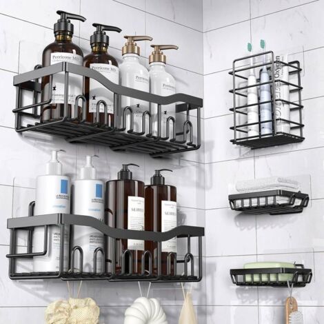 Lot de 5 supports de douche adhésifs pour l'organisation de la salle de bain (1/5)