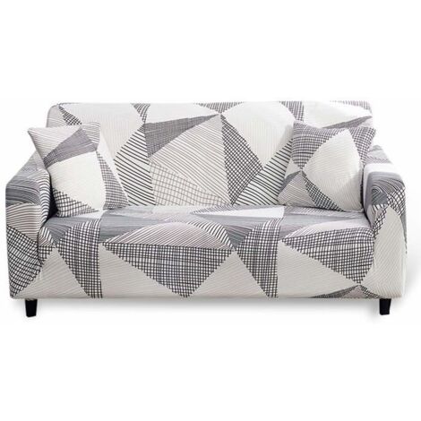Housse de canapé extensible 2 places avec accoudoirs, incluant 1 housse de coussin (B) (1/5)