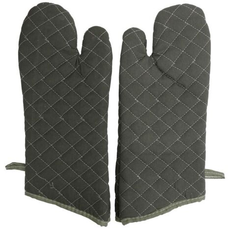 Gants de cuisine sans marque - Résistants à la chaleur - En coton épais - Couleur verte - Dimensions 38 x 17,5 cm (1/5)