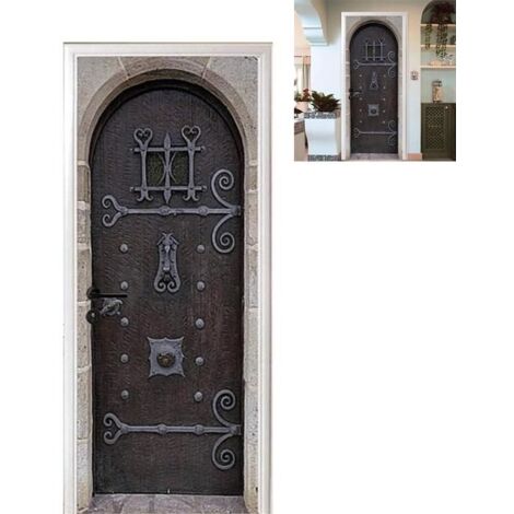 PORTE PHOTO Autocollant 3D Portail Fer Forgé Noir Vintage Autocollant Mural Adhésif Décor Photo Porte (1/5)
