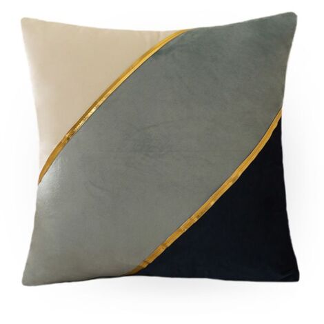 Housse de coussin de dossier - Lot de 2 housses en velours doux 45 x 45 cm, décoratives pour canapé - Gris bleu (1/4)