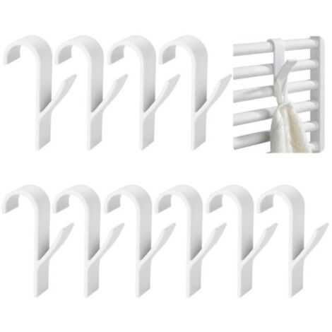 Lot de 10 crochets blancs ABS pour porte-serviettes et radiateurs de salle de bain. (1/5)