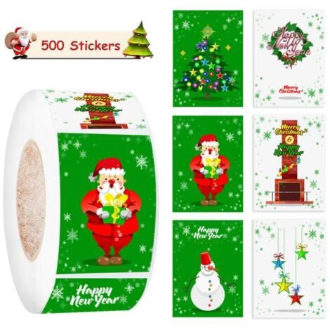 Autocollants de Noël - Décoration festive - 500 pièces - Papier - Format rectangle - Adhésifs (1/4)